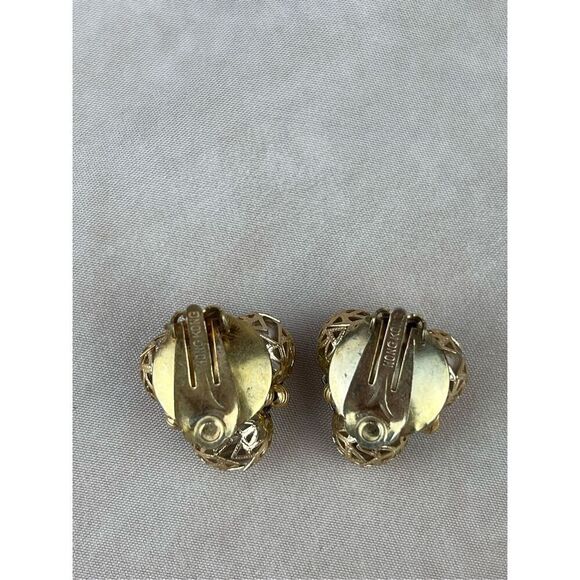 Vintage 1970s Clip On Earrings Gold Tone Made in Hong Kong - Picture 5 of 5